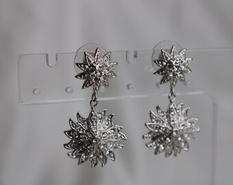 Nolan MillerSilver Toned Flower & Sun Crystal Earrings