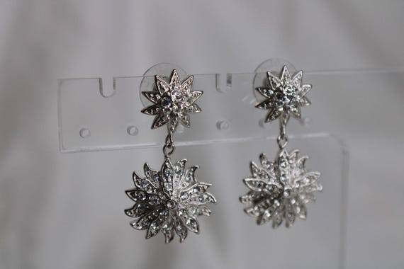 Nolan MillerSilver Toned Flower & Sun Crystal Earrings