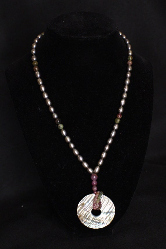 Purple Pearl Necklace, Fresh Water Pearl Necklace, MOP Necklace, MOP Jewelry, Sterling 925 Silver Clasp Necklace