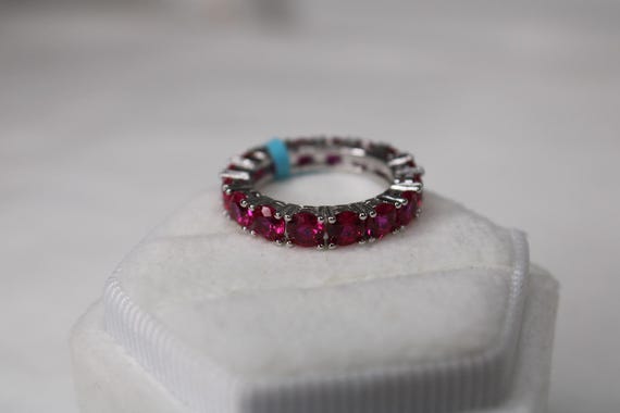 Sterling Silver (Tested) Lab created Ruby Red Ete… - image 4