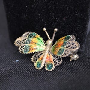 800 Silver Plique-a’-Jour Deco Era Butterfly Brooch