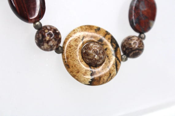 Tiger Eye Agate and MOP Necklace With Spinner 28”