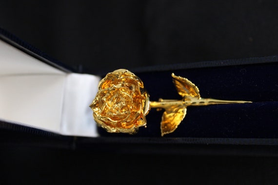 24K Plated Rose Brooch, Pendant
