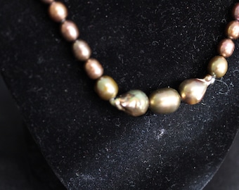 Freshwater Bronze Pearl Necklace 14/20th GF Clasp