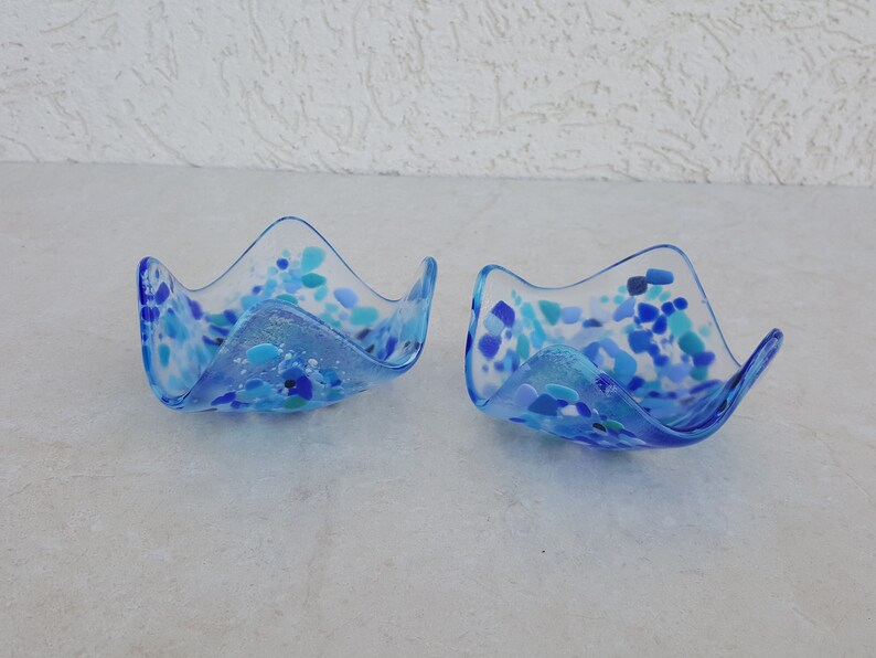 Judaica Fused Glass Shabbat candlesticks Tealight candle holders Made in Israel Jewish gift holiday candles Home Decor gift
