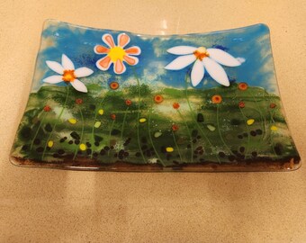 Fused glass  Floral sushi platter, Sushi plate, serving platter and tray