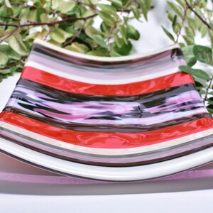 Fused glass platter, tray centerpiece, unique hostess gift, serving tray, modern glass art, serving platter and tray, rainbow platter