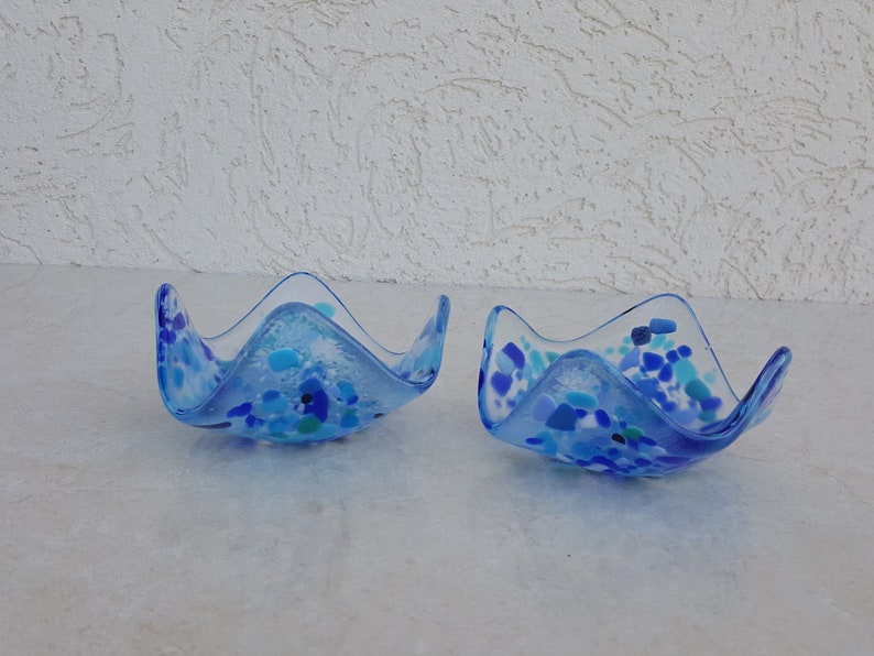 Judaica Fused Glass Shabbat candlesticks Tealight candle holders Made in Israel Jewish gift holiday candles Home Decor gift