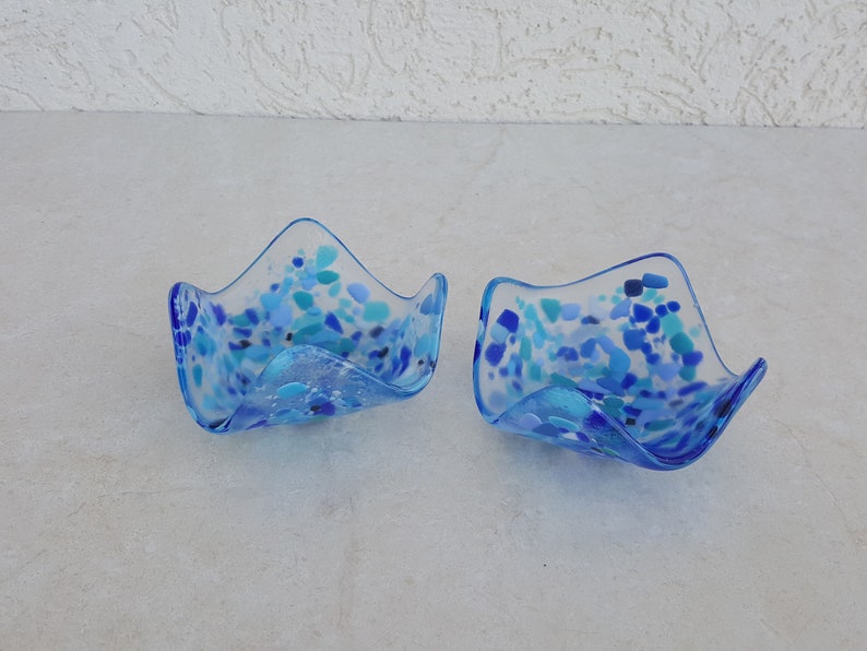 Judaica Fused Glass Shabbat candlesticks Tealight candle holders Made in Israel Jewish gift holiday candles Home Decor gift