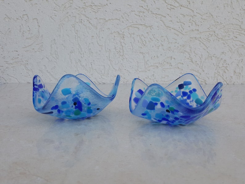 Judaica Fused Glass Shabbat candlesticks Tealight candle holders Made in Israel Jewish gift holiday candles Home Decor gift