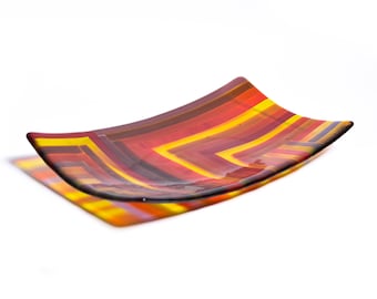 Fused glass platter, sushi plate, serving platter and tray, rainbow platter, Dinnerware centerpiece, hostess gift, tableware, Israeli art