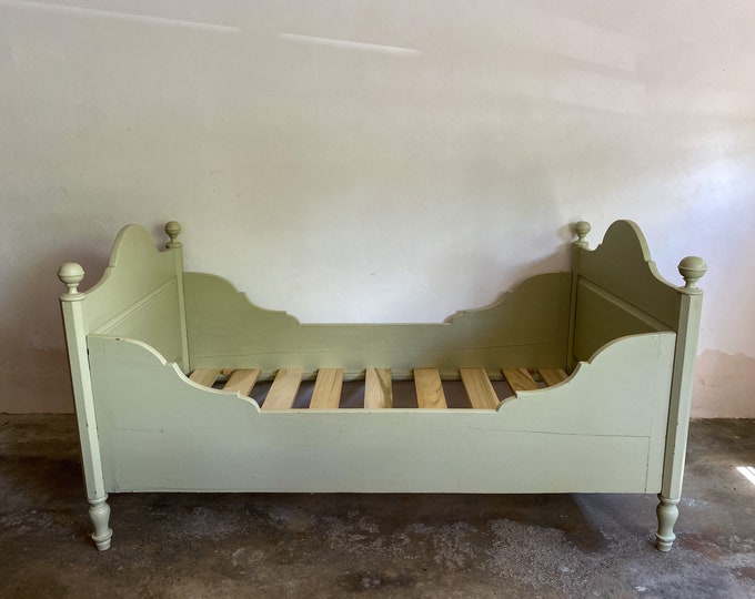 Antique Pine European Sleigh Bed in Mint Green Etsy