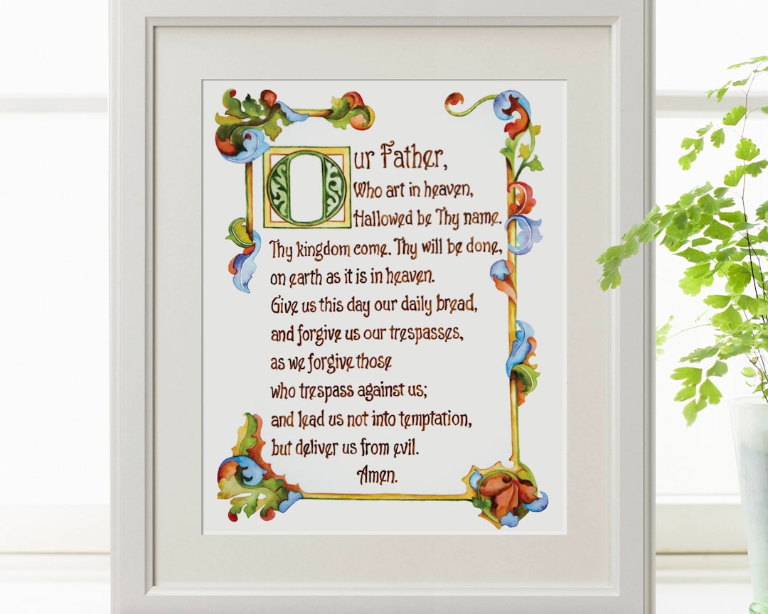 Our Father in Heaven, the Lord Prayer Wall Art, Catholic Prayer Print ...