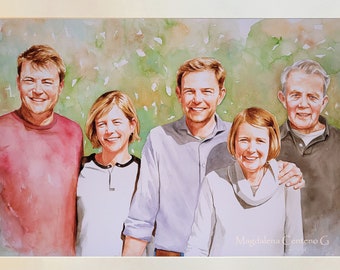 Family Painting from Photo, Custom Family Portrait, Original Art for Family