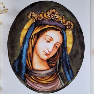 Mother of Mercy: Virgin Mary Painting - Original Watercolor of Our Lady, Religious Catholic Art