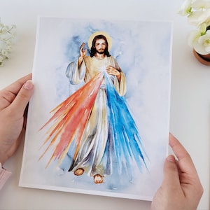 Christ The Divine Mercy, Watercolor Catholic Art, Jesus Christ Painting for devotional Gift