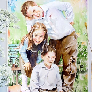 Custom Family Portrait Illustration, Portrait Commission For Family Gifts, Family Portrait Painting from Photo
