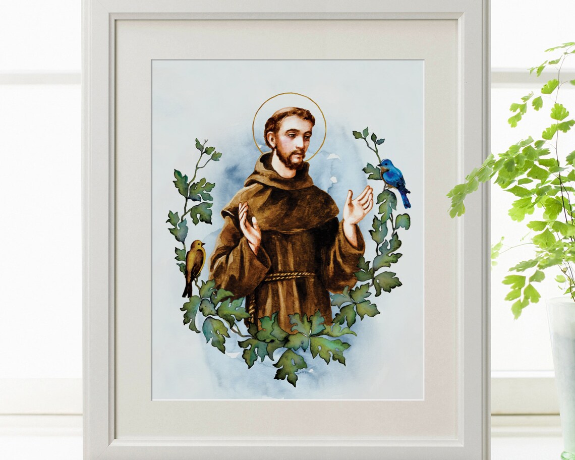 Patron Saint of Animals, Catholic Saints, Hand Painted Watercolor - Etsy