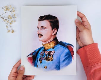 Blessed Karl of Austria Watercolor Print – Catholic Art of a Beatified Emperor – Christian Home Decor and Devotional Gift