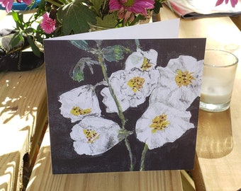 Beautiful, original art Delphinium Greeting Card From Joni Silva's White Flower Collection