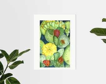 Beautiful 12 x18 Original Giclee Cactus Watercolor  Art Print by Artist Joni Silva