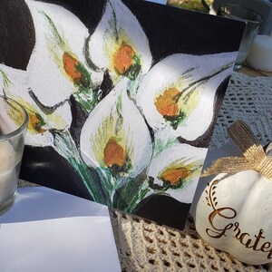 Beautiful, original art White Calla Lily Greeting Card From Joni Silva&#39;s White Flower Collection