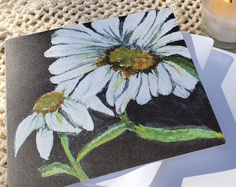 Beautiful, original art White Daisy Greeting Card From Joni Silva's White Flower Collection