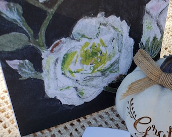 Beautiful, original art White Rose Greeting Card From Joni Silva's White Flower Collection