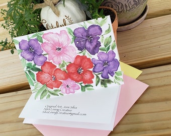 Colorful Spring Watercolor Anemone Greeting Card From Joni Silva's Spring Collection