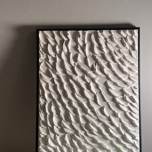 波の白いテクスチャ絵画 | 「ホワイトキャップス」 | ウォールアート | テクスチャウォールアート | ペイントフレーム