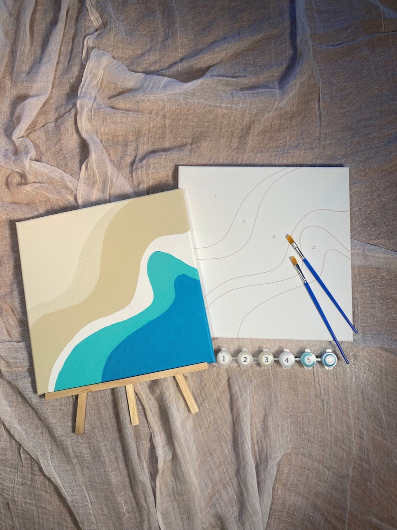 Kit de peinture par numéros Crashing Waves bricolage Peignez et sirotez peinture par numéro kit adulte boîte artisanale peinture moderne par numéro image 1