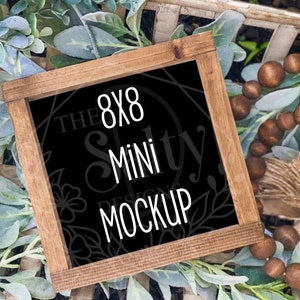 Wood 8x8 Sign Mock up | Mini Blank Wood Sign Mock up | Farmhouse Sign Mock up | Wood Frame Mock up | Black Sign Mock up | 8x8 Mockup