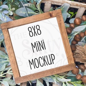 Wood 8x8 Sign Mock up | Mini Blank Wood Sign Mock up | Farmhouse Sign Mock up | Wood Frame Mock up | White Sign Mock up | 8x8 Mockup