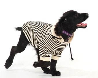 Mono stripe drawstring dog hoodie, pet hoodie, puppy clothing, dog clothes, pet clothes, pet accessories, dog fashion, puppy clothing