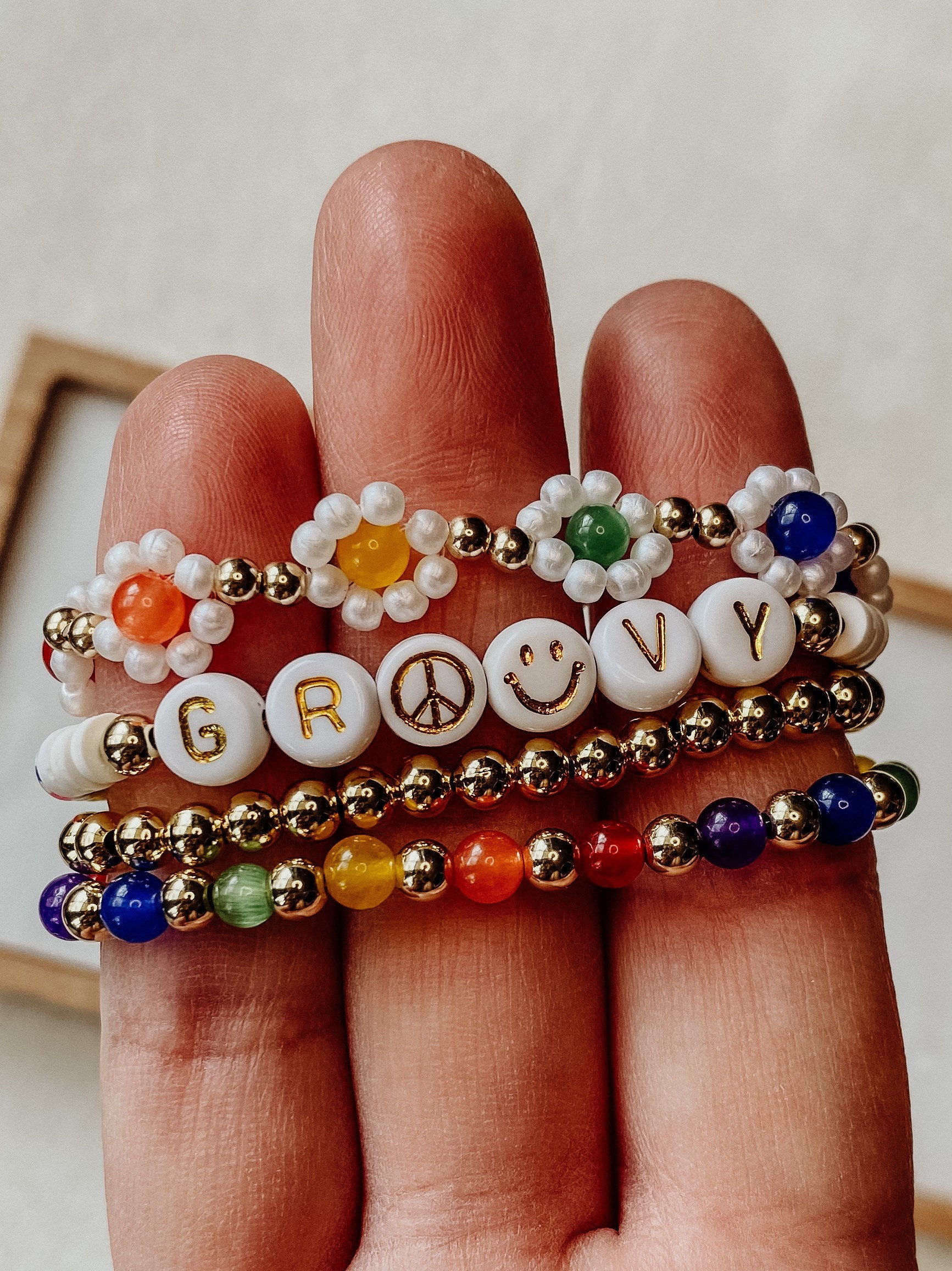 Beaded bracelet RAINBOW BRIGHT baby bracelet toddler | Etsy