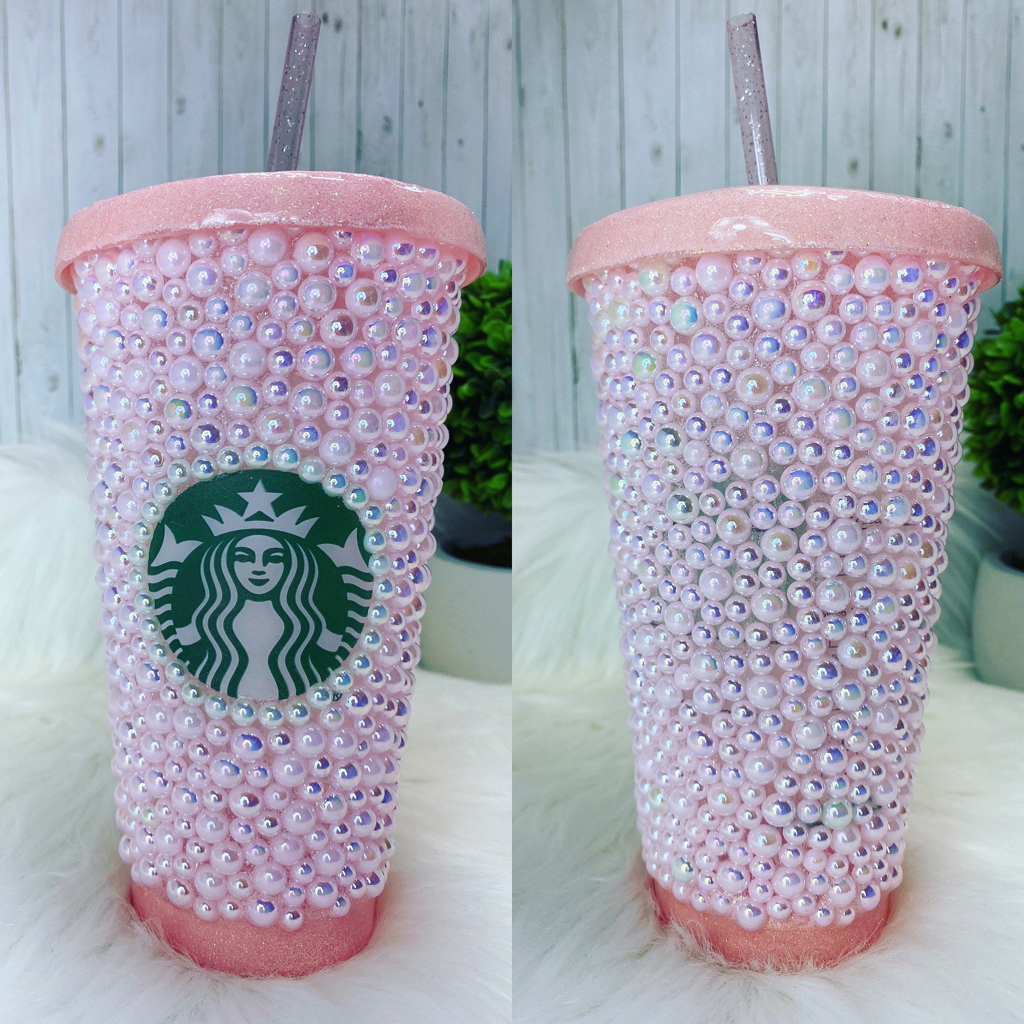 Pearl Cup pink and white pearl starbucks cup starbucks pearl Etsy