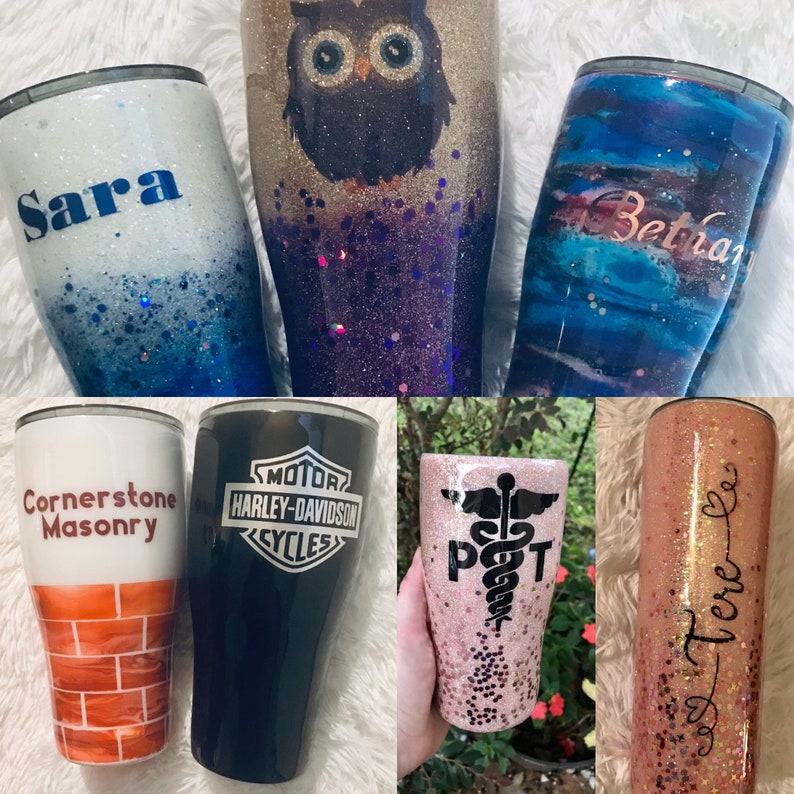 Custom tumbler cups epoxy resin tumblers glitter tumblers Etsy