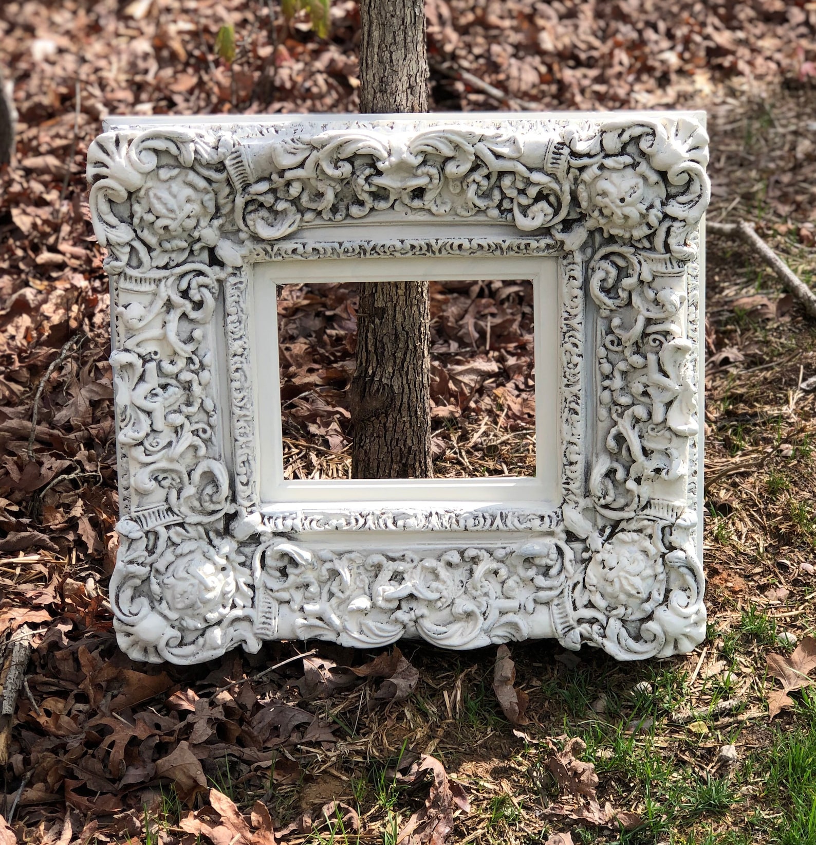 Antique Distressed White Picture Frame or Wall Art Etsy