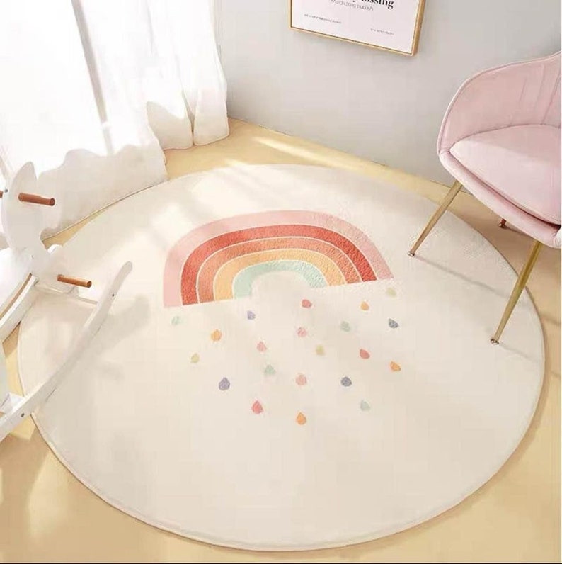 Round Rainbow Rug Etsy