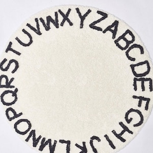 Boho Round Distressed ABC Rug - Etsy