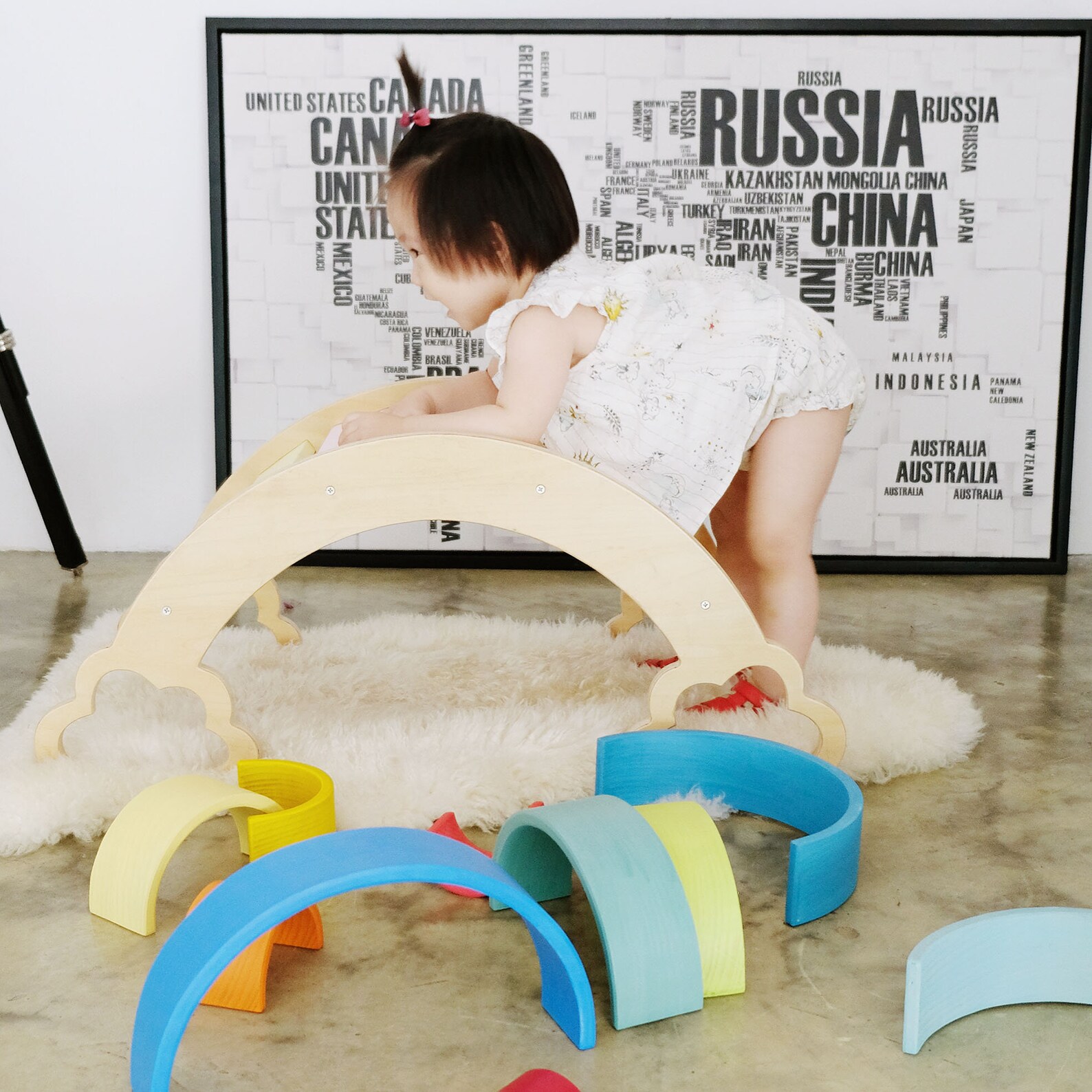 Montessori Wooden Pastel Rainbow Crawler/rocker - Etsy
