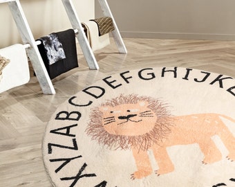 Abreeze Kids Nursery Rug Lion Shaped Play Mat Round Carpet Cartoon Lion Design Home Room Decor Crawling Area Rug Washable Animal Carpets 35X37 inches Abreeze Kids Nursery Rug Lion Shaped Play Mat Round Carpet Cartoon Lion Design Home Room Decor Crawling Area Rug Washable Animal Carpets 35X37 inches