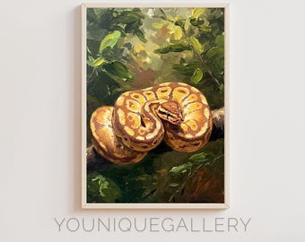 Ball Python Painting: Jungle Reptile Wall Art (Digital Download)