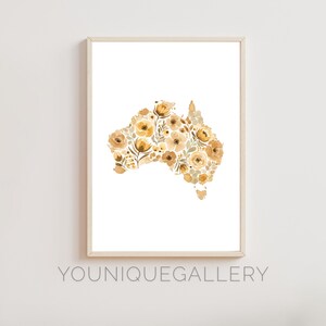 Australien Blumen Karte druckbare Malerei, Aquarell goldene Wattle Blumen Kunst, Australiana Dekor Geschenk, Aussie digitaler Download