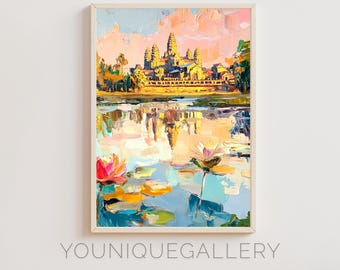 Angkor Wat Painting: Cambodian Temple Art Print (Digital Download)
