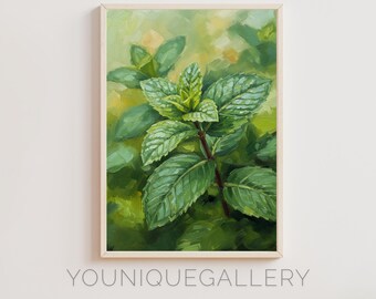 Fresh Mint Botanical Print: Kitchen Herb Art (Digital Download)