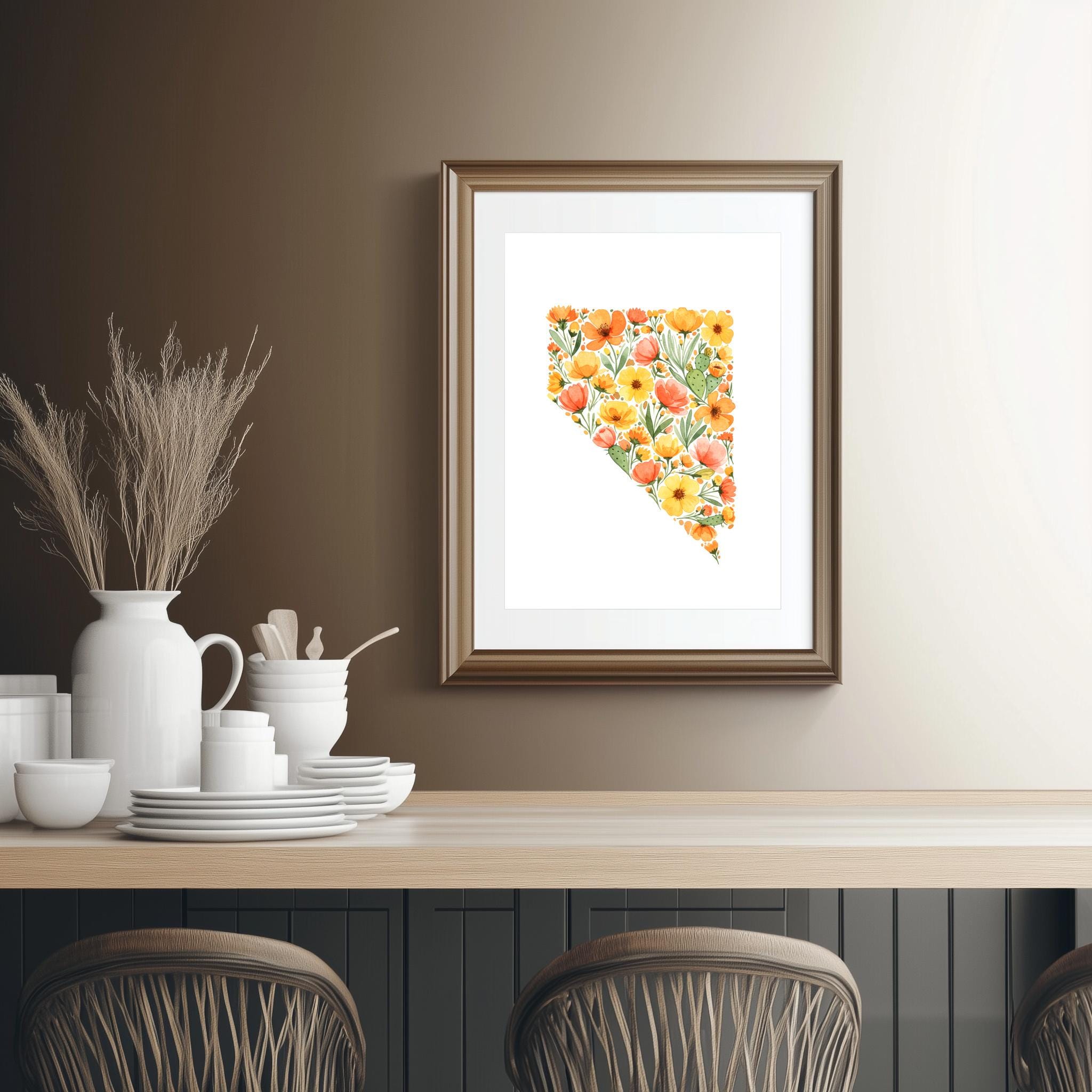 Nevada Botanical Map Art Print: Sagebrush Watercolor (digital Download ...