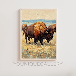 Buffalo Painting: Rustic Wildlife Art Print (Digital Download)