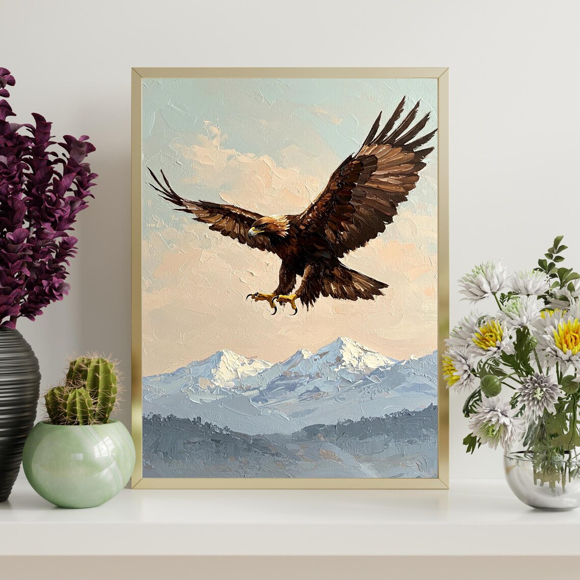 Golden Eagle Oil Painting: Mountain Wildlife Art (digital Download) - Etsy