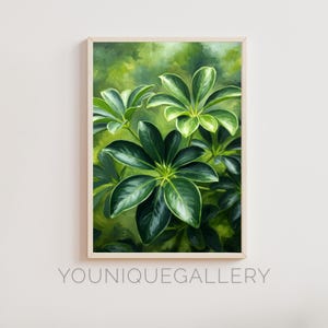 Schefflera Plant Art Print | Tropical Umbrella Plant Botanical Wall Art | Green Home Decor | Digital Download